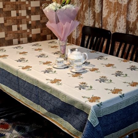 Floral Pattern Handmade Canvas Cotton Table Cover